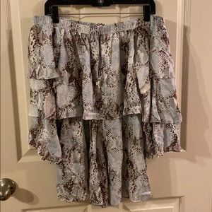 Snakeskin print off the shoulder romper! NWT